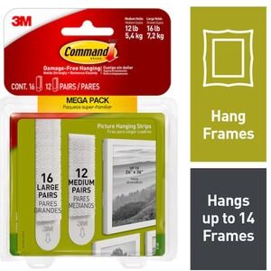 Command White Medium and Large Damage Free Picture Hanging Strips 28-pack